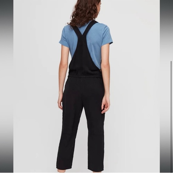 Aritzia Wilfred Free Women’s Sz S Valletta Black Cropped Lyocell Twill Overalls - Picture 2 of 16